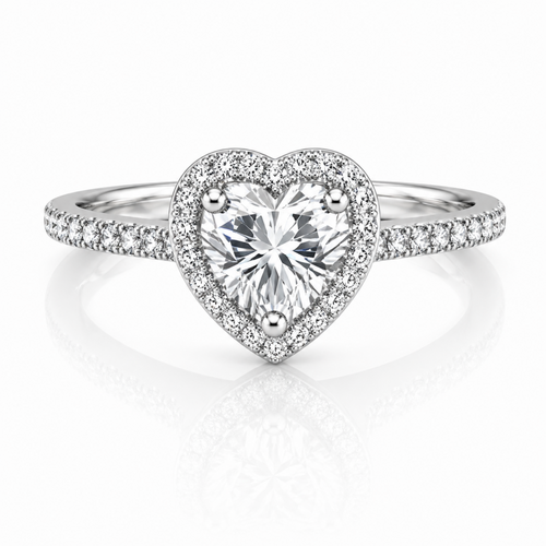 HEART CUT HALO MOISSANITE RING